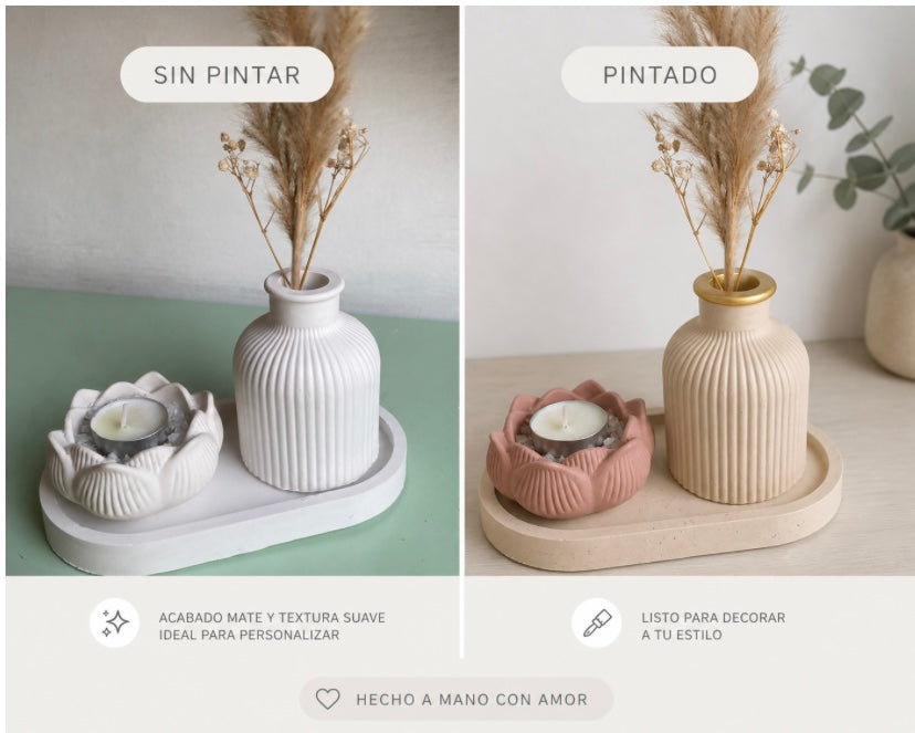 Set Jarron porta velas flor de loto