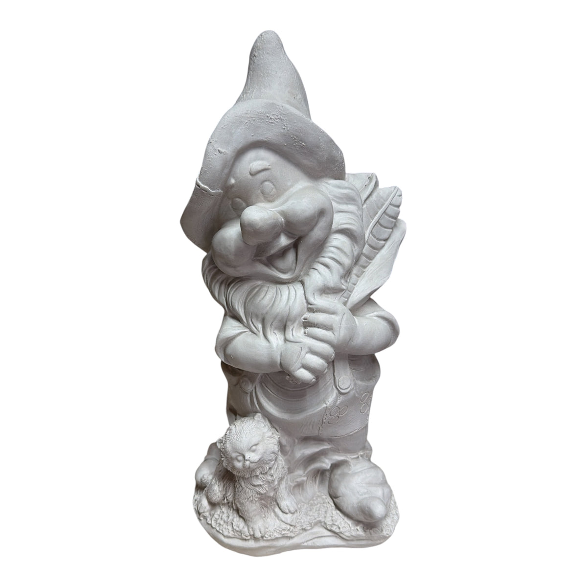 Duende con gato y pluma 38 cm alto