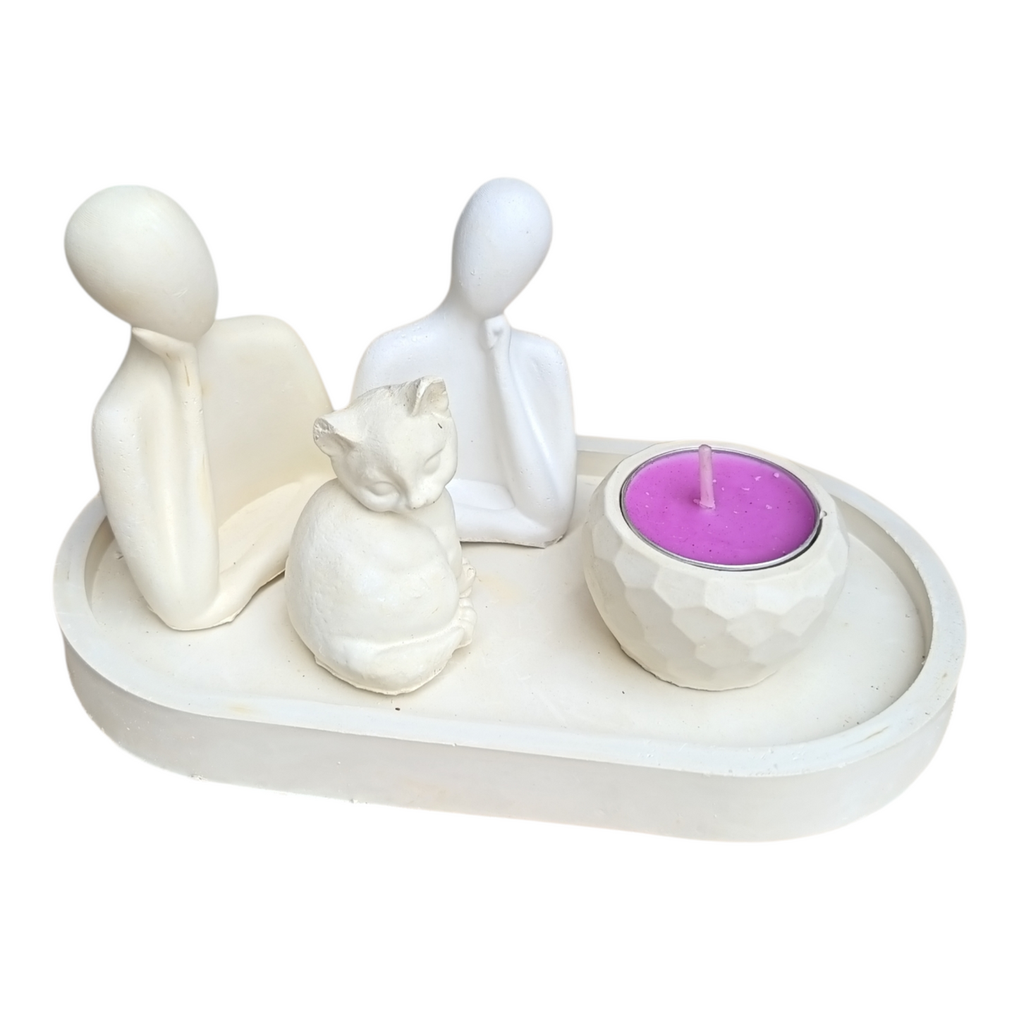 Set familia con gatito y porta velas