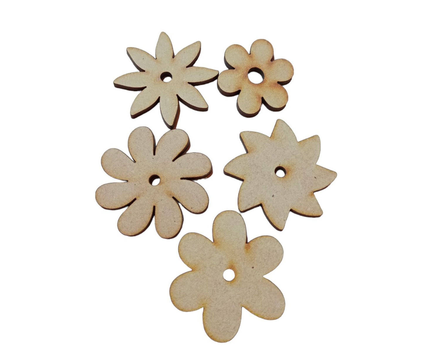Set flores madera para pintar (MDF)