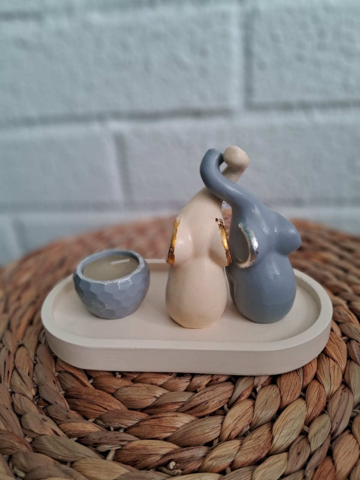 Pareja de elefantes porta velas