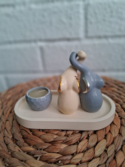 Pareja de elefantes porta velas