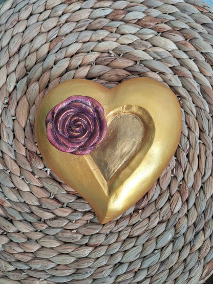 Corazón dorado rosa