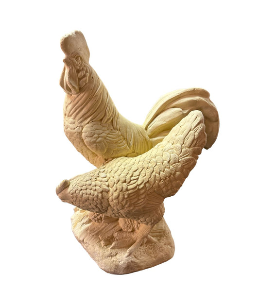 Gallo con gallina. 30cm alto x  15 cm ancho