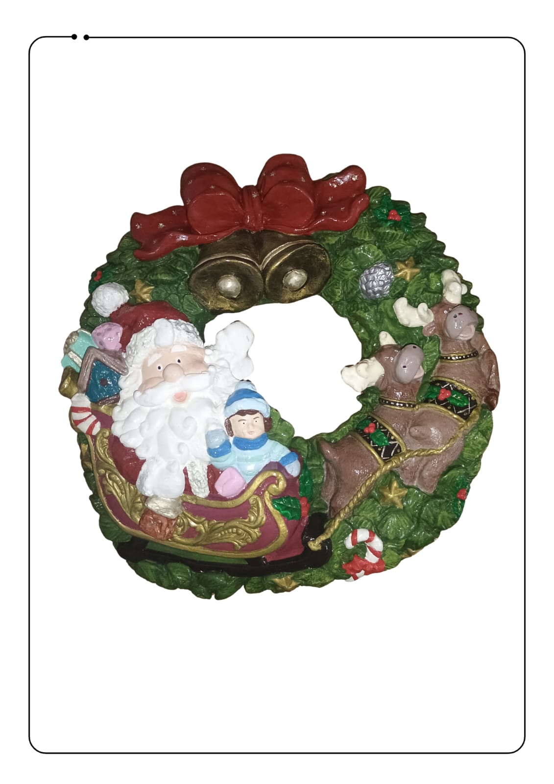 Corona navideña pintada 26 cm diámetro