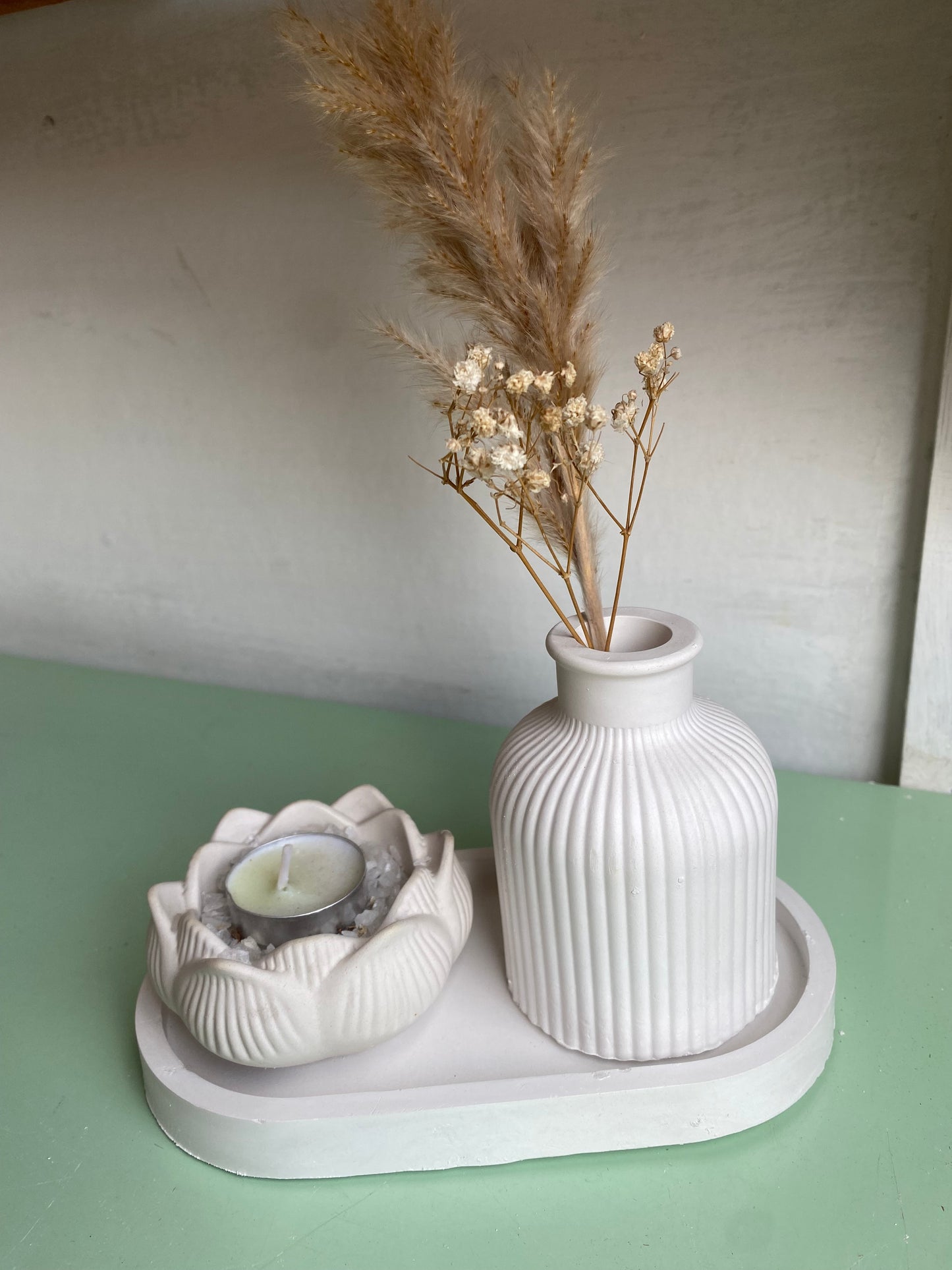 Set Jarron porta velas flor de loto