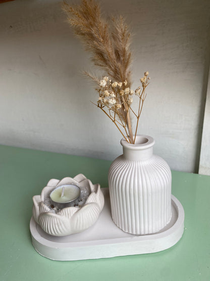 Set Jarron porta velas flor de loto