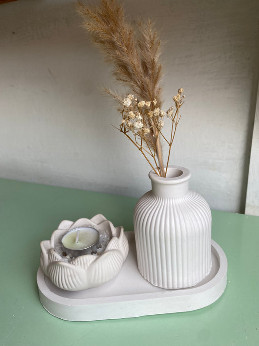 Set Jarron porta velas flor de loto