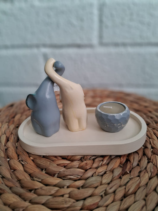 Pareja de elefantes porta velas