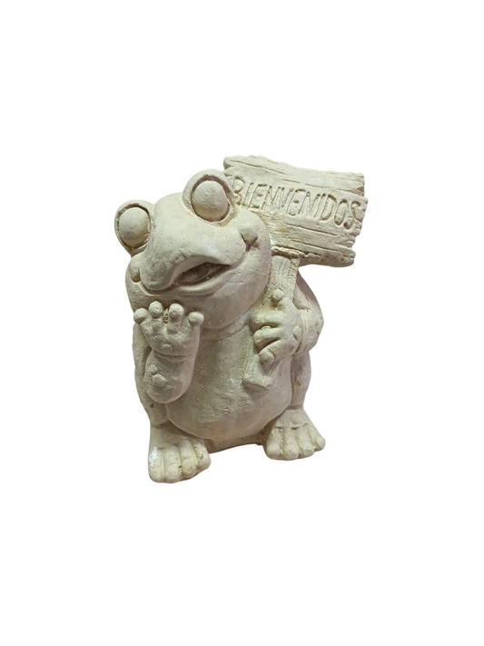 Rana cartel bienvenido 18 cm alto x 14 cm ancho.