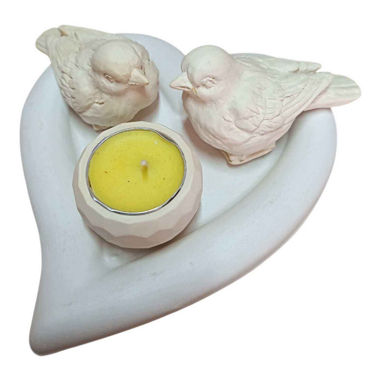 Pajaritos enamorados con porta vela