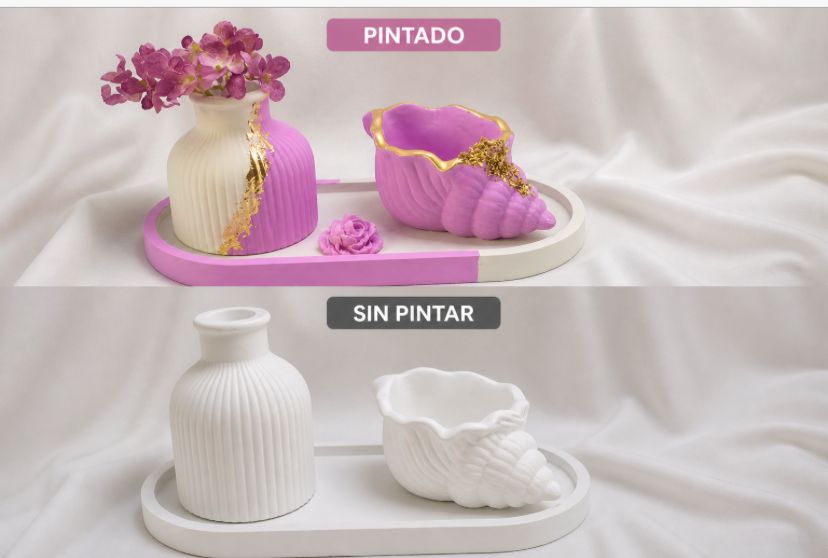 Set jarrón con caracola