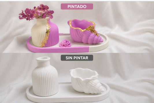 Set jarrón con caracola