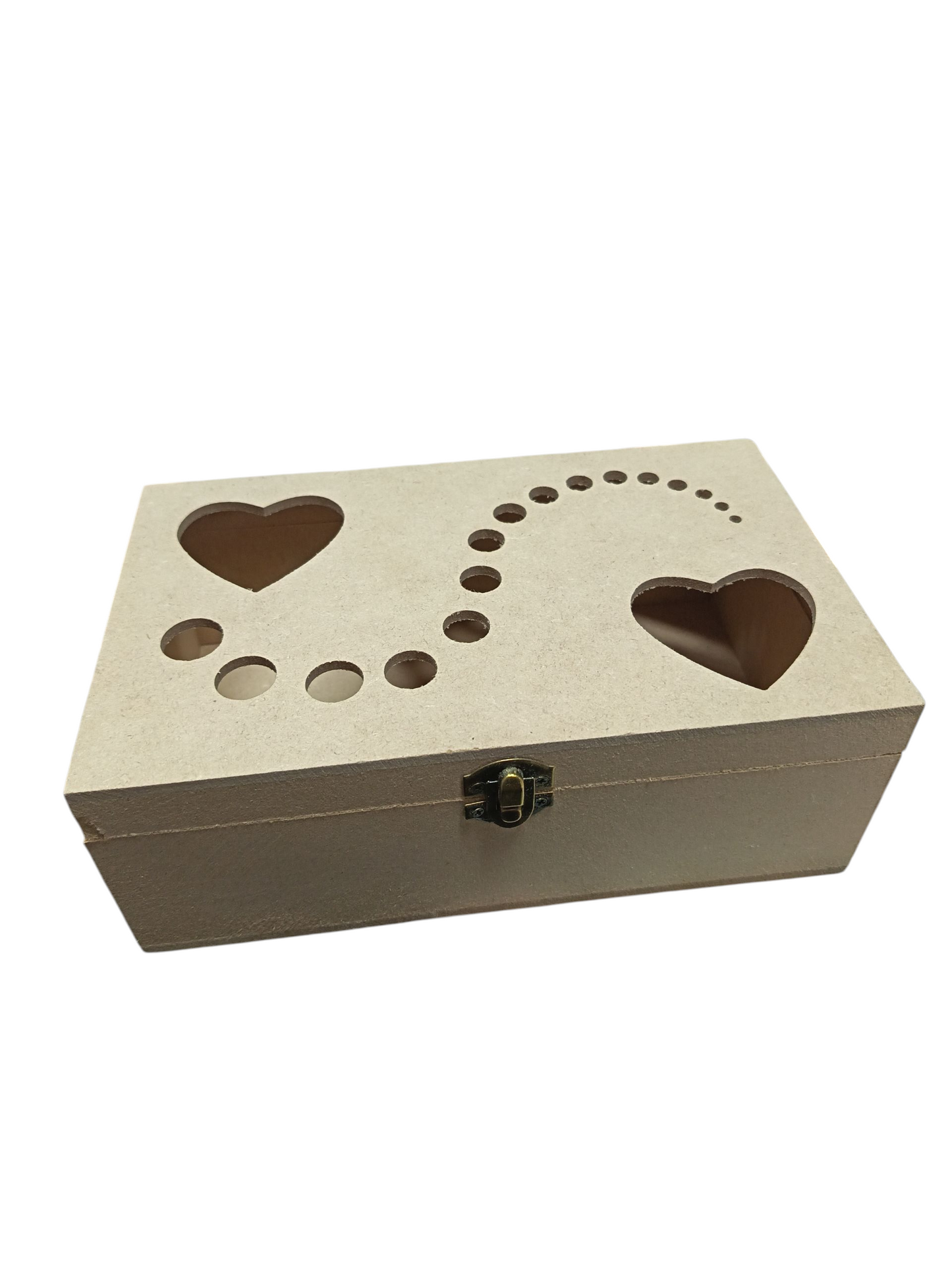 Baúl con broche corazón. 24 cm ancho x 15 cm ancho