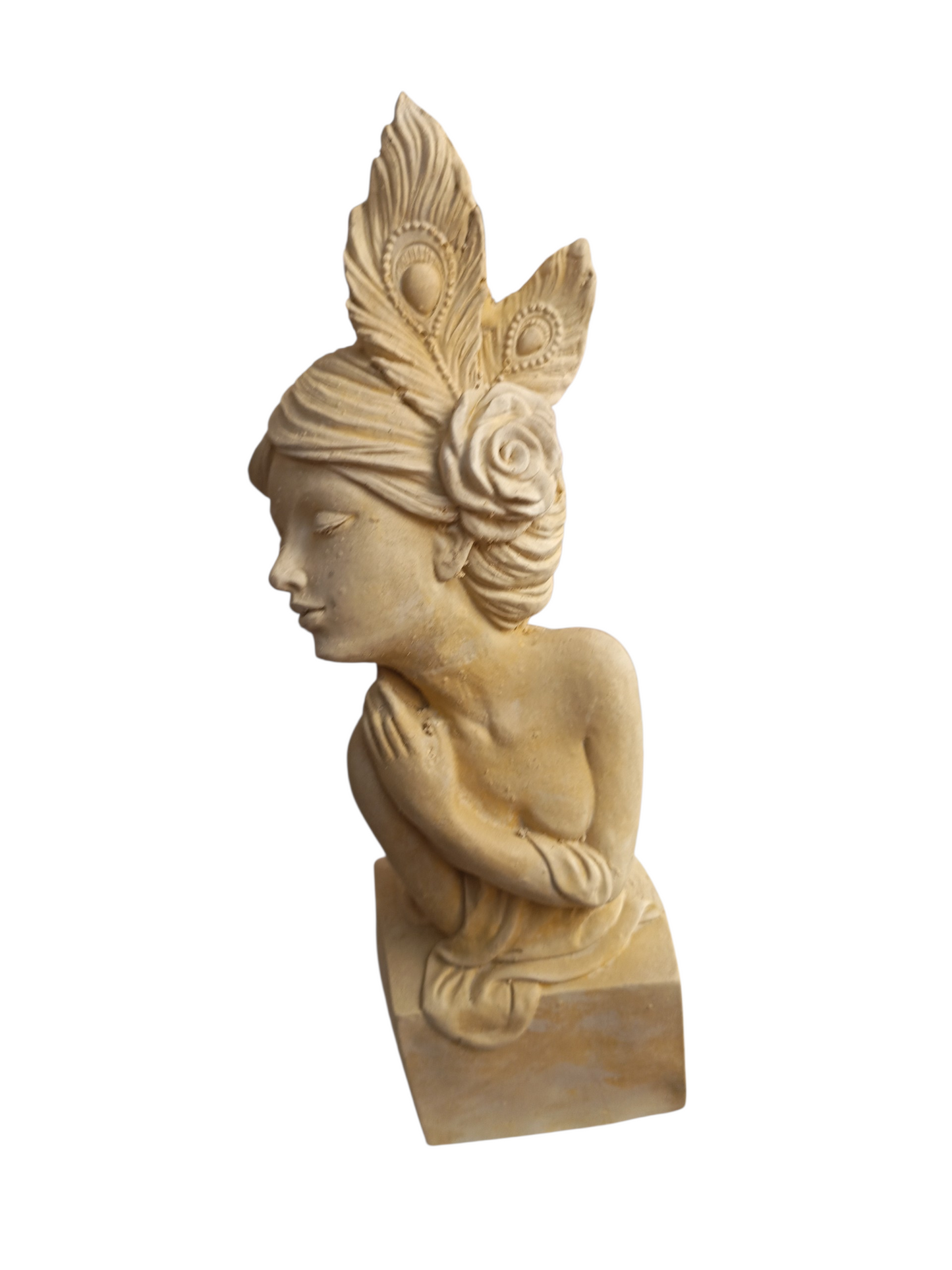 Mujer flores y plumas mediana