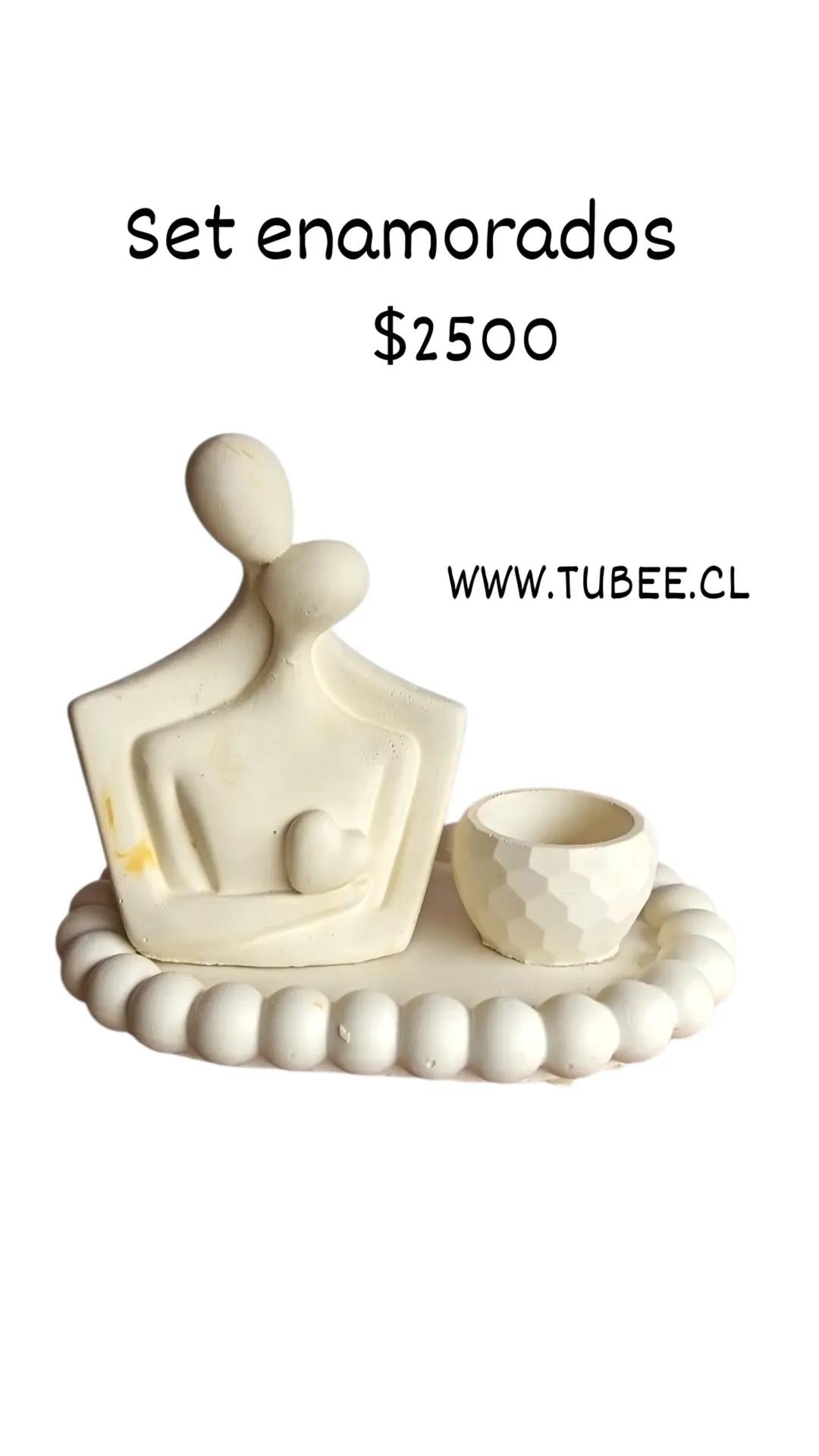 Set enamorados con porta velas